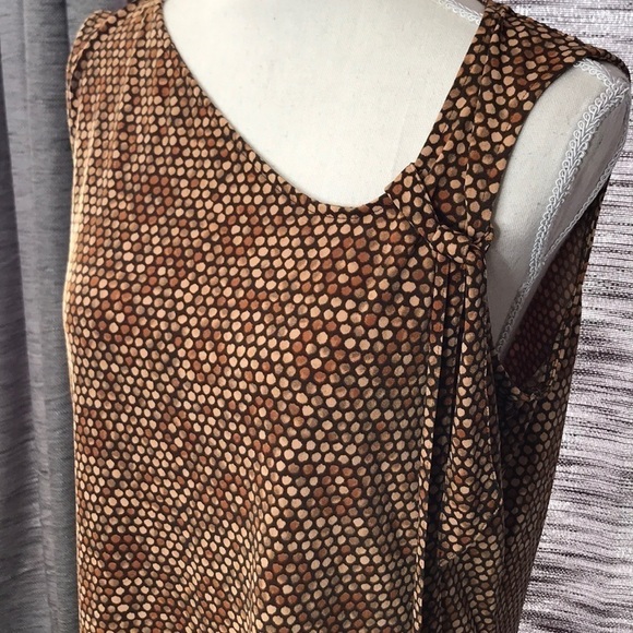 ATTENTION LARGE BROWN POLKA DOT SLEEVELESS TOP - Picture 4 of 8